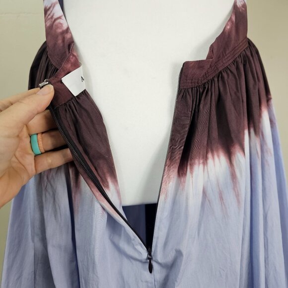 A.L.C. Blair Dip Dye Maxi Dress 10 Fudge & Sky Blue Halter Soft Girl Bohemian - Picture 7 of 14